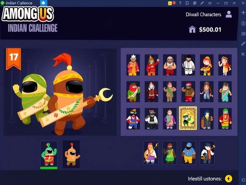 Among Us Indian Challenge character customization options showing Indian-themed outfits